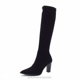 Peter Kaiser Canada - Peter Kaiser Alva Pull On Stretch Knee High Boots Black Suede Women JN8B223 Footwear