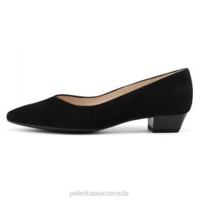 Peter Kaiser Canada - Peter Kaiser Limba Pointed Toe Low Heel Court Shoe Black Suede Women JN8B25 Footwear