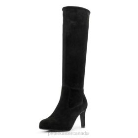 Peter Kaiser Canada - Peter Kaiser Pauline Pull On Stretch Knee High Boots Black Suede Women JN8B217 Footwear