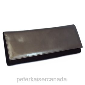 Peter Kaiser Canada - Peter Kaiser Winifred Evening Clutch Bag Black Suede Fumo Iron Leather Women JN8B232 Accessories