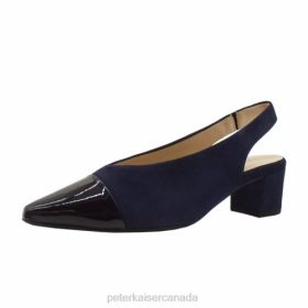 Peter Kaiser Heels - Peter Kaiser Bozea-A Low Heel Slingback Navy Suede Women JN8B129 Footwear