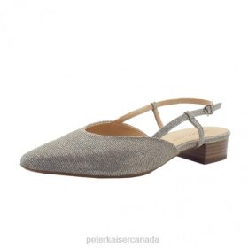 Peter Kaiser Shoes Canada - Peter Kaiser Aina-Ex Dressy Low Heel Sandals Silver Shimmer Women JN8B38 Footwear