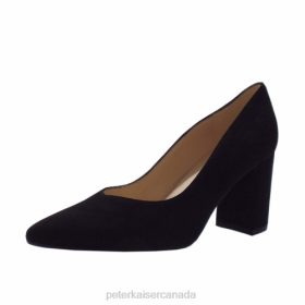 Peter Kaiser Shoes Canada - Peter Kaiser Lynsey Block Heel Court Shoe Black Suede Women JN8B137 Footwear