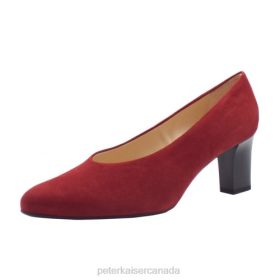 Peter Kaiser Shoes Canada - Peter Kaiser Mahirella Classic Mid Heel Court Shoes Ruby Suede Women JN8B11 Footwear