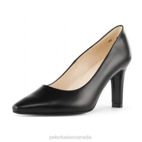 Peter Kaiser Shoes Canada - Peter Kaiser Tosca Chevro Mid Heel Classic Full Leather Pumps Black Women JN8B65 Footwear